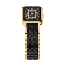 Load image into Gallery viewer, Raquel 26mm Three-Hand Date Gold-Tone Stainless Steel and Black Ceramic Watch