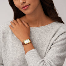 Load image into Gallery viewer, Raquel Three-Hand Date Medium Brown LiteHide™ Leather Watch