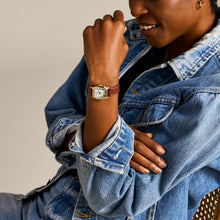 Load image into Gallery viewer, Harlow Three-Hand Medium Brown Leather Watch