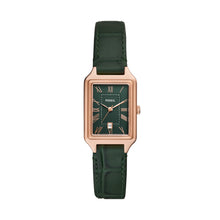 Load image into Gallery viewer, Raquel Three-Hand Date Green Croco LiteHide™ Leather Watch