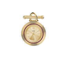 Load image into Gallery viewer, Scarlette Three-Hand Gold-Tone Stainless Steel Watch Brooch