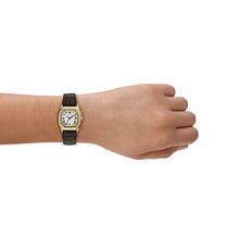 Load image into Gallery viewer, Harlow Three-Hand Brown Croco Leather Watch
