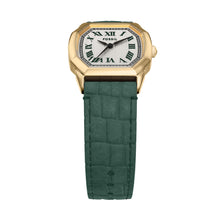 Load image into Gallery viewer, Harlow Three-Hand Green Croco Leather Watch