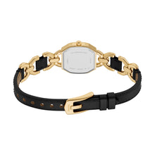 Load image into Gallery viewer, Harlow Three-Hand Black Leather and Gold-Tone Stainless Steel Watch