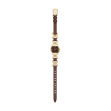 Load image into Gallery viewer, Harlow Three-Hand Brown Leather and Gold-Tone Stainless Steel Watch