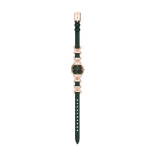 Load image into Gallery viewer, Harlow Three-Hand Green Leather and Rose Gold-Tone Stainless Steel Watch