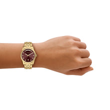 Load image into Gallery viewer, Scarlette 34mm Three-Hand Day-Date Gold-Tone Stainless Steel Watch