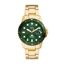 Load image into Gallery viewer, Fossil Blue Dive Three-Hand Date Gold-Tone Stainless Steel Watch