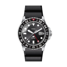 Load image into Gallery viewer, Fossil Blue GMT Black Silicone Watch