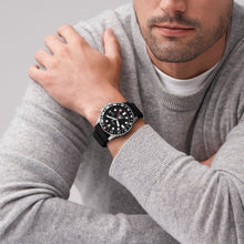 Load image into Gallery viewer, Fossil Blue GMT Black Silicone Watch