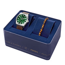 Load image into Gallery viewer, Everett Three-Hand Date Brown Leather Watch and Bracelet Set