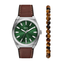 Load image into Gallery viewer, Everett Three-Hand Date Brown Leather Watch and Bracelet Set
