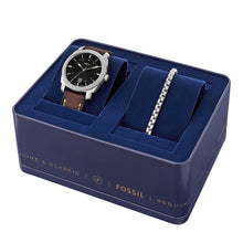 Load image into Gallery viewer, Machine Three-Hand Date Brown Leather Watch and Bracelet Set