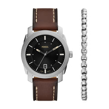Load image into Gallery viewer, Machine Three-Hand Date Brown Leather Watch and Bracelet Set