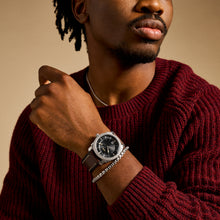 Load image into Gallery viewer, Machine Three-Hand Date Brown Leather Watch and Bracelet Set