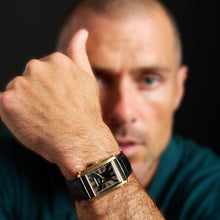 Load image into Gallery viewer, Carraway Three-Hand Black Croco Leather Watch