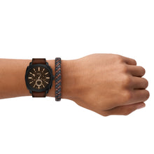 Load image into Gallery viewer, Machine Chronograph Brown Leather Watch and Bracelet Set