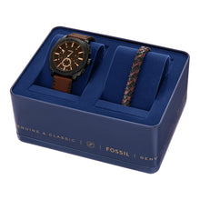 Load image into Gallery viewer, Machine Chronograph Brown Leather Watch and Bracelet Set