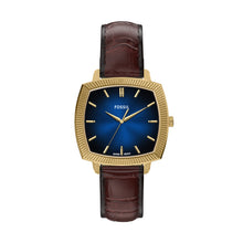 Load image into Gallery viewer, Nick Jonas x Fossil Machine Luxe Blue Vignette Three-Hand Brown Croco Leather Watch