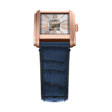 Load image into Gallery viewer, Carraway Automatic Blue Croco Leather Watch