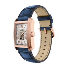 Load image into Gallery viewer, Carraway Automatic Blue Croco Leather Watch