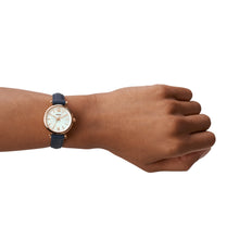 Load image into Gallery viewer, Carlie Mini Three-Hand Navy Leather Watch