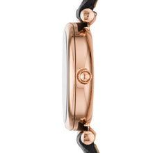 Load image into Gallery viewer, Carlie Mini Three-Hand Black Leather Watch
