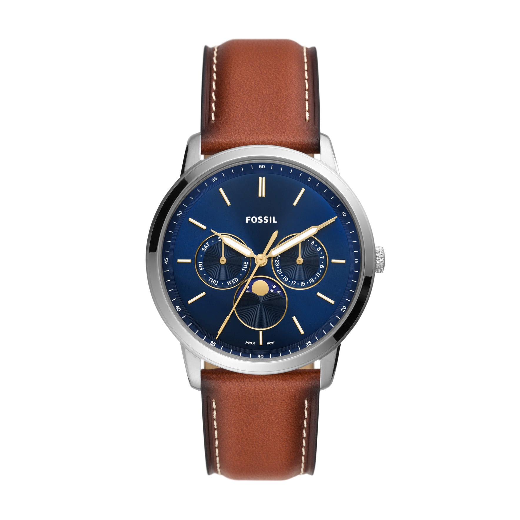 Neutra Minimalist Multifunction Brown Leather Watch – Fossil Singapore