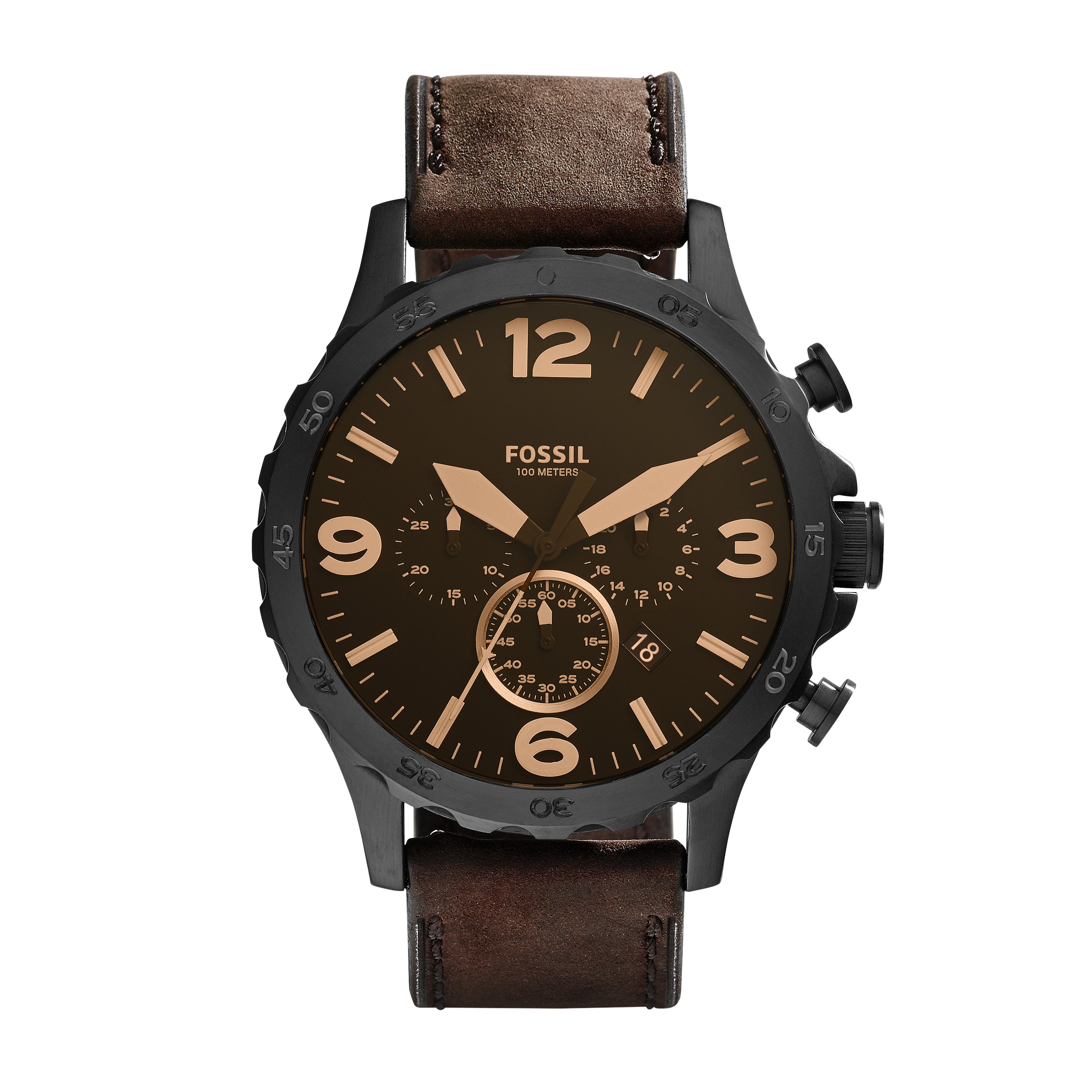 Fossil Nate Chronograph Brown Leather JR1487 Men s Watch