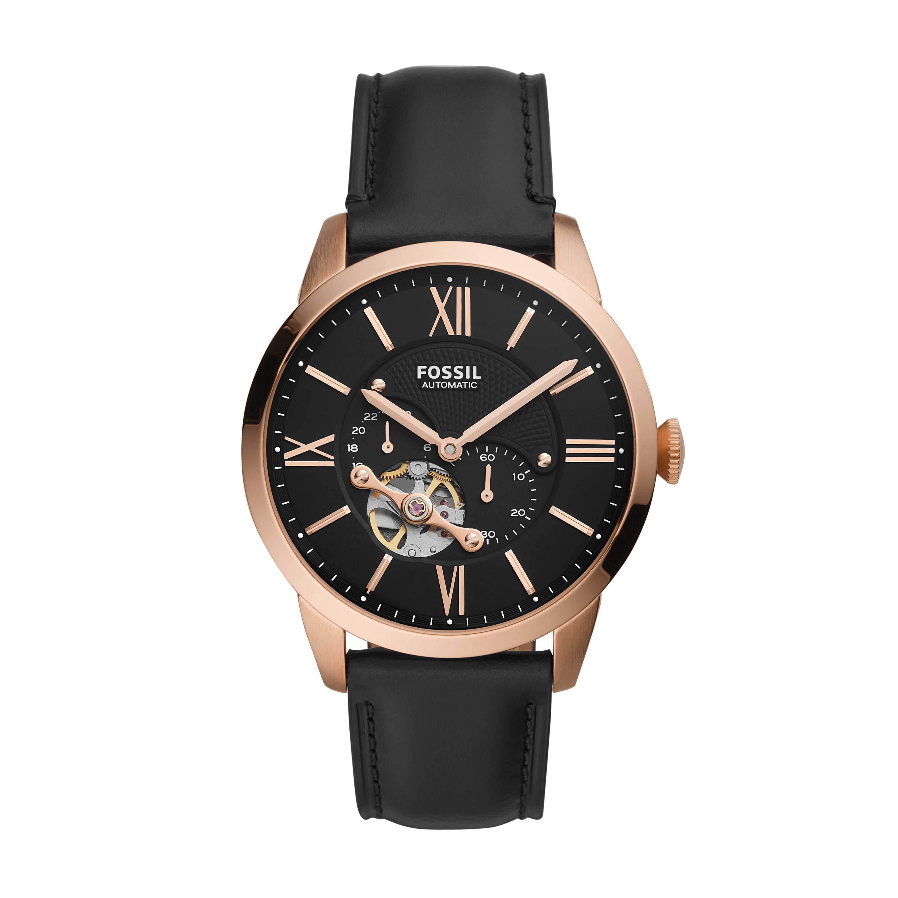 Townsman Automatic Black Leather Watch – Fossil Singapore