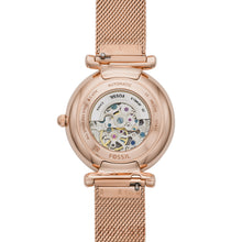 Load image into Gallery viewer, Carlie Automatic Rose Gold-Tone Stainless Steel Mesh Watch
