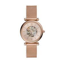 Load image into Gallery viewer, Carlie Automatic Rose Gold-Tone Stainless Steel Mesh Watch