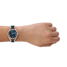 Load image into Gallery viewer, Gilmore Three-Hand Date Rose Gold-Tone and Navy Ceramic Watch
