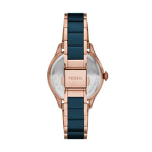 Load image into Gallery viewer, Gilmore Three-Hand Date Rose Gold-Tone and Navy Ceramic Watch
