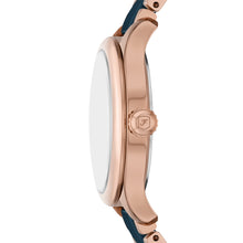Load image into Gallery viewer, Gilmore Three-Hand Date Rose Gold-Tone and Navy Ceramic Watch
