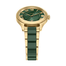 Load image into Gallery viewer, Gilmore 38mm Three-Hand Date Gold-Tone Stainless Steel &amp; Green Ceramic Watch
