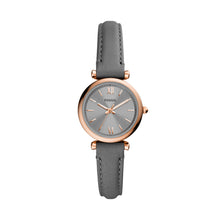 Load image into Gallery viewer, Carlie Mini Three-Hand Gray Leather Watch
