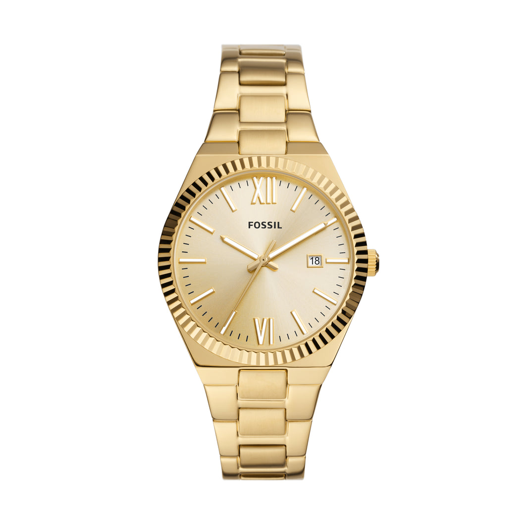 Scarlette Three-Hand Date Gold-Tone Stainless Steel Watch