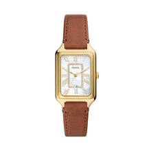 Load image into Gallery viewer, Raquel Three-Hand Date Medium Brown LiteHide™ Leather Watch
