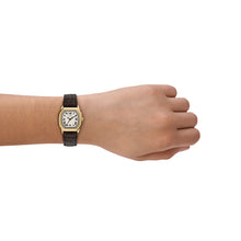 Load image into Gallery viewer, Harlow Three-Hand Brown Croco Leather Watch
