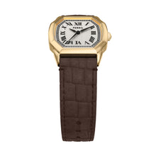Load image into Gallery viewer, Harlow Three-Hand Brown Croco Leather Watch
