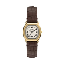 Load image into Gallery viewer, Harlow Three-Hand Brown Croco Leather Watch
