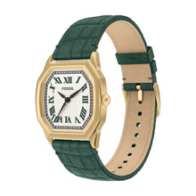 Load image into Gallery viewer, Harlow Three-Hand Green Croco Leather Watch

