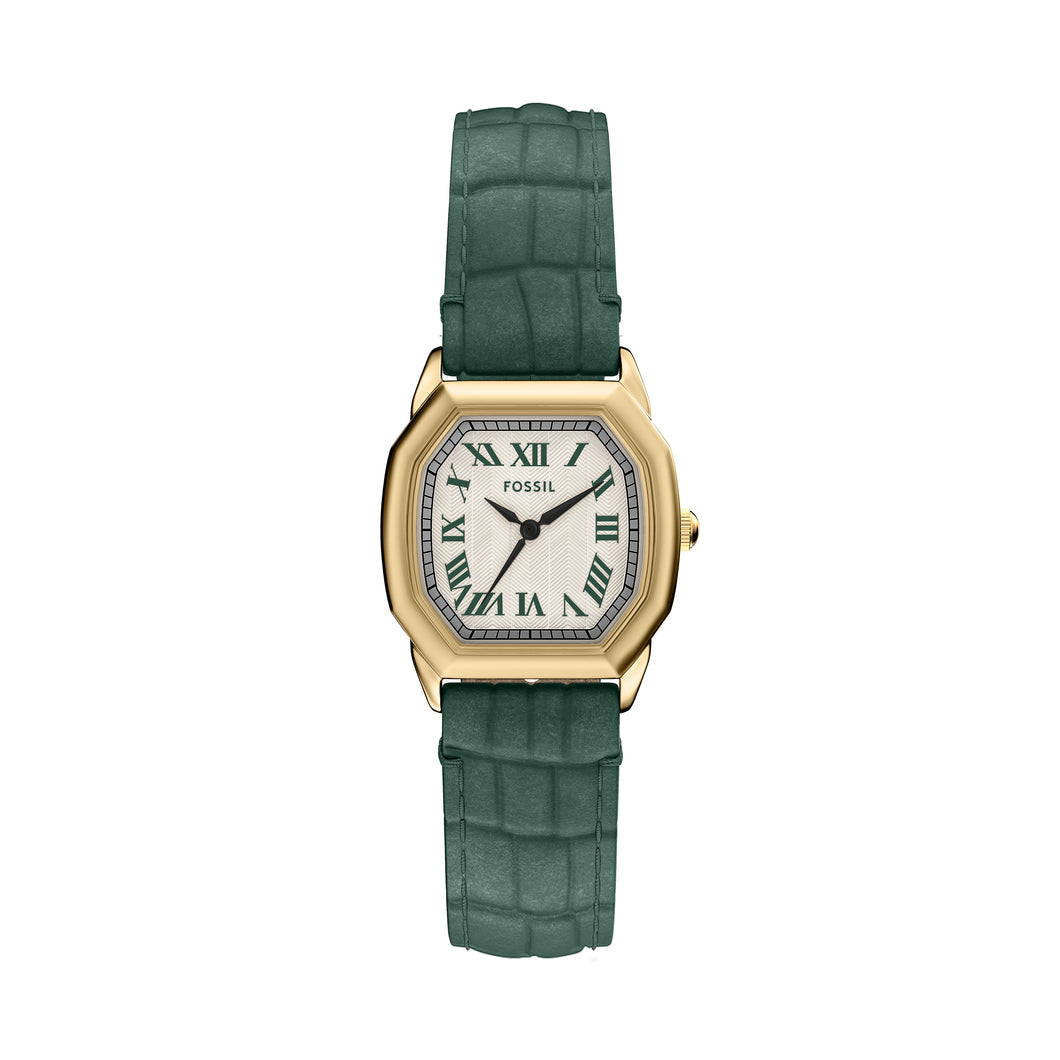 Harlow Three-Hand Green Croco Leather Watch