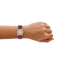 Load image into Gallery viewer, Harlow Three-Hand Burgundy Croco Leather Watch
