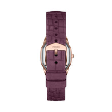 Load image into Gallery viewer, Harlow Three-Hand Burgundy Croco Leather Watch
