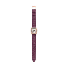 Load image into Gallery viewer, Harlow Three-Hand Burgundy Croco Leather Watch
