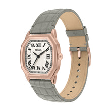 Load image into Gallery viewer, Harlow Three-Hand Gray Croco Leather Watch
