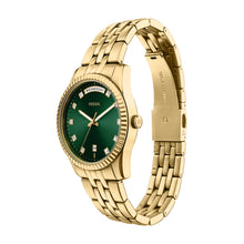 Load image into Gallery viewer, Scarlette Three-Hand Day-Date Gold-Tone Stainless Steel Watch
