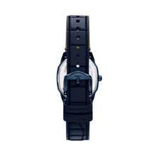 Load image into Gallery viewer, Harlow Three-Hand Navy Leather Watch
